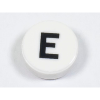 LEGO 樂高 白色 1X1 圓形 平滑磚 印刷 字母 "E" 98138pb215
