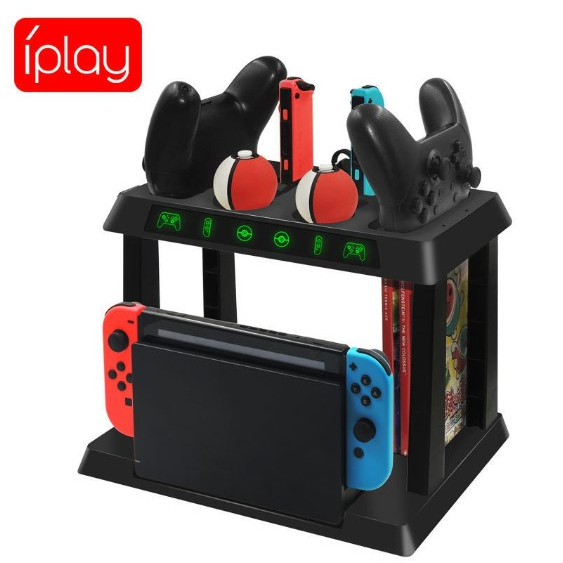 【DOU電玩】switch 豪華多功能 pro joy-con OLED可以用 收納架 充電 遊戲 立架組 iplay