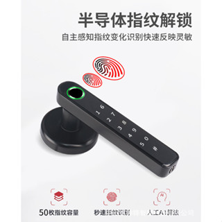 指紋辨識+密碼開啟+鑰匙開啟三合一電子鎖 套房門鎖書房門鎖辦公室門鎖倉庫門鎖金庫門鎖更衣室門鎖大門鎖非飛利浦小米