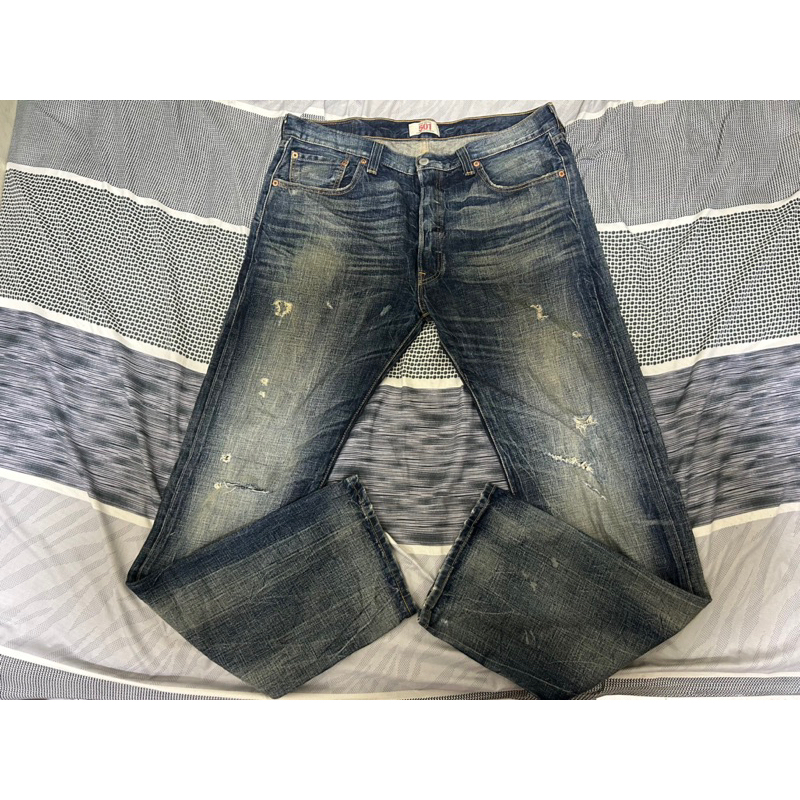 Levi’s 08501-0369 破壞 刷色 藍色 牛仔褲 尺寸：36 二手美品