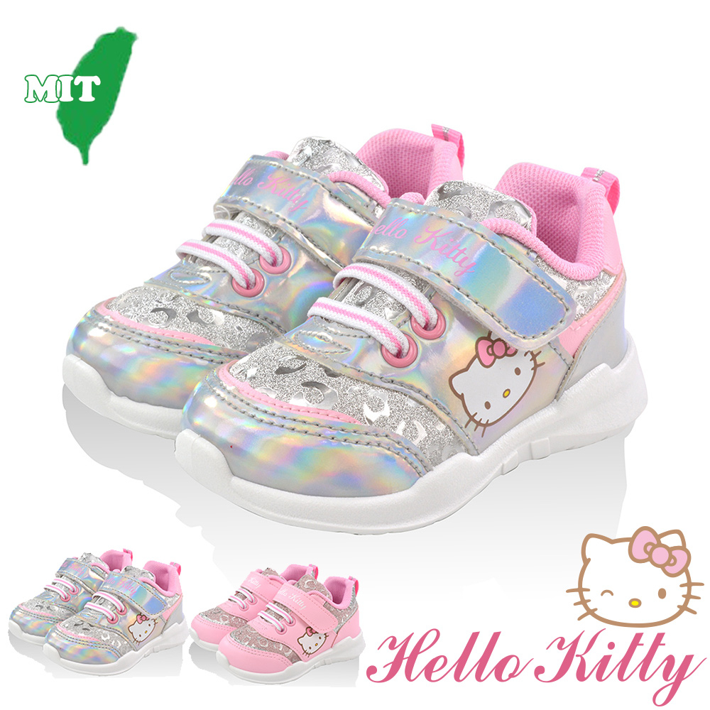 Hello Kitty童鞋 14-19cm 閃亮輕量減壓抗菌防臭休閒運動鞋  銀.粉色(聖荃官方旗艦店)