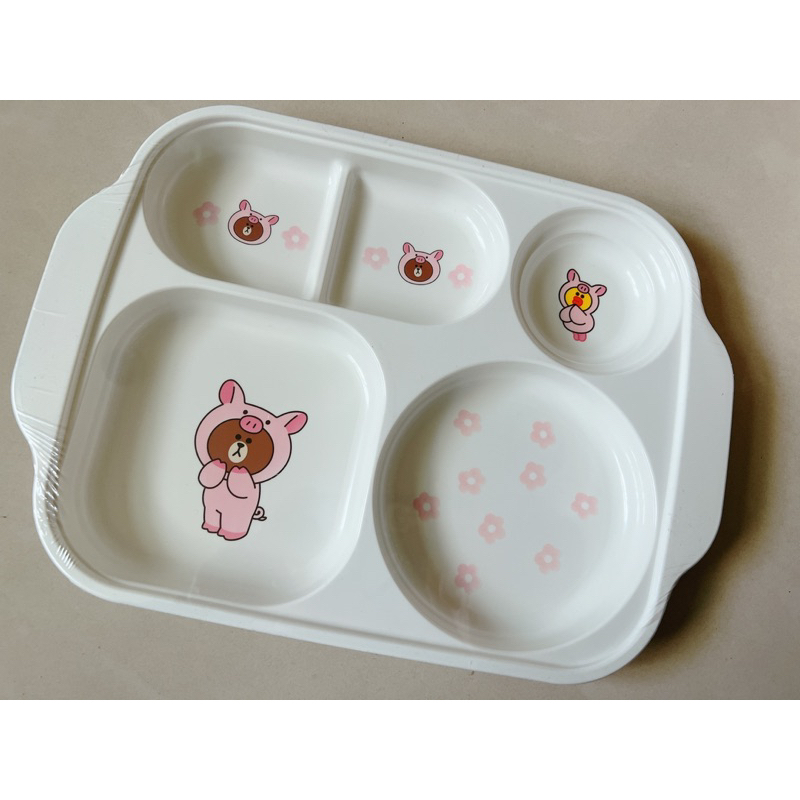 正版linefriends叢林熊大豬豬熊大韓國製兒童分隔餐盤