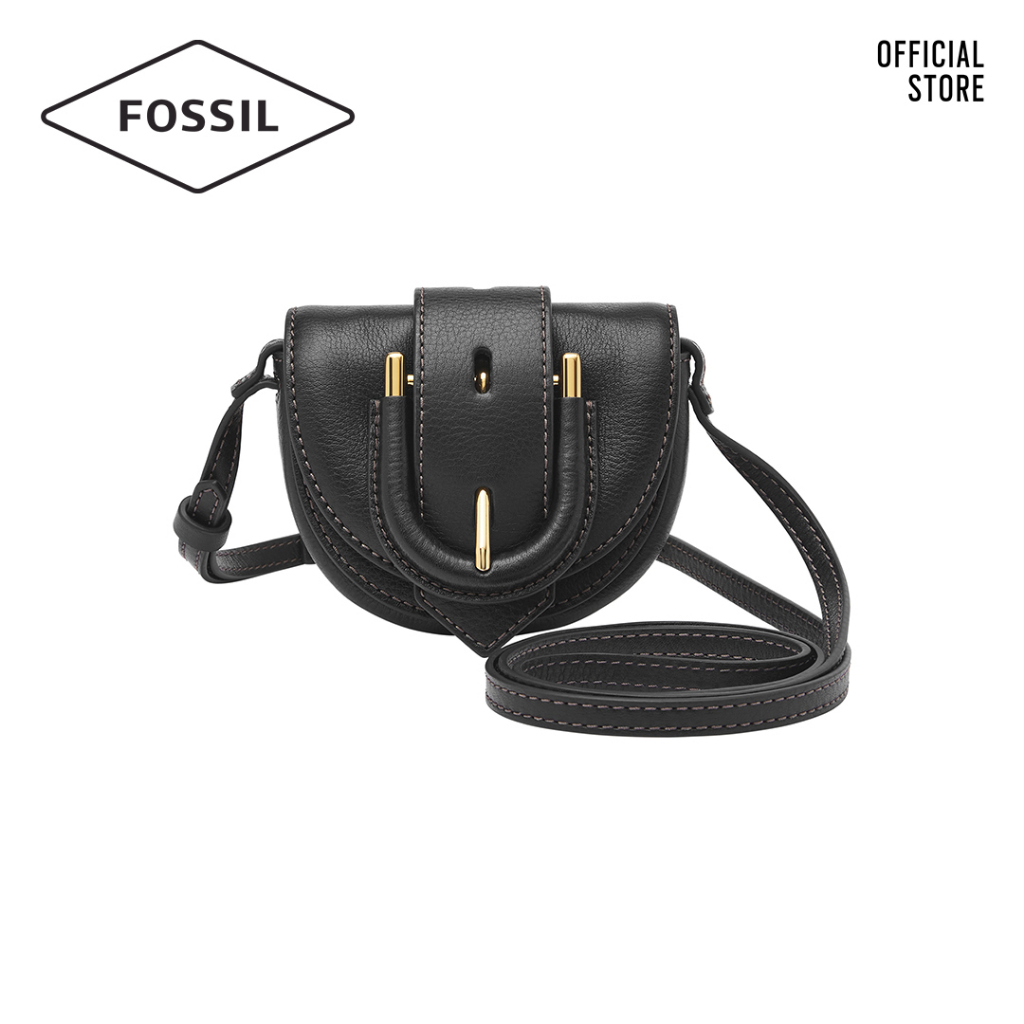 【FOSSIL】Harwell 真皮迷你翻蓋馬鞍包-黑色 ZB1849001