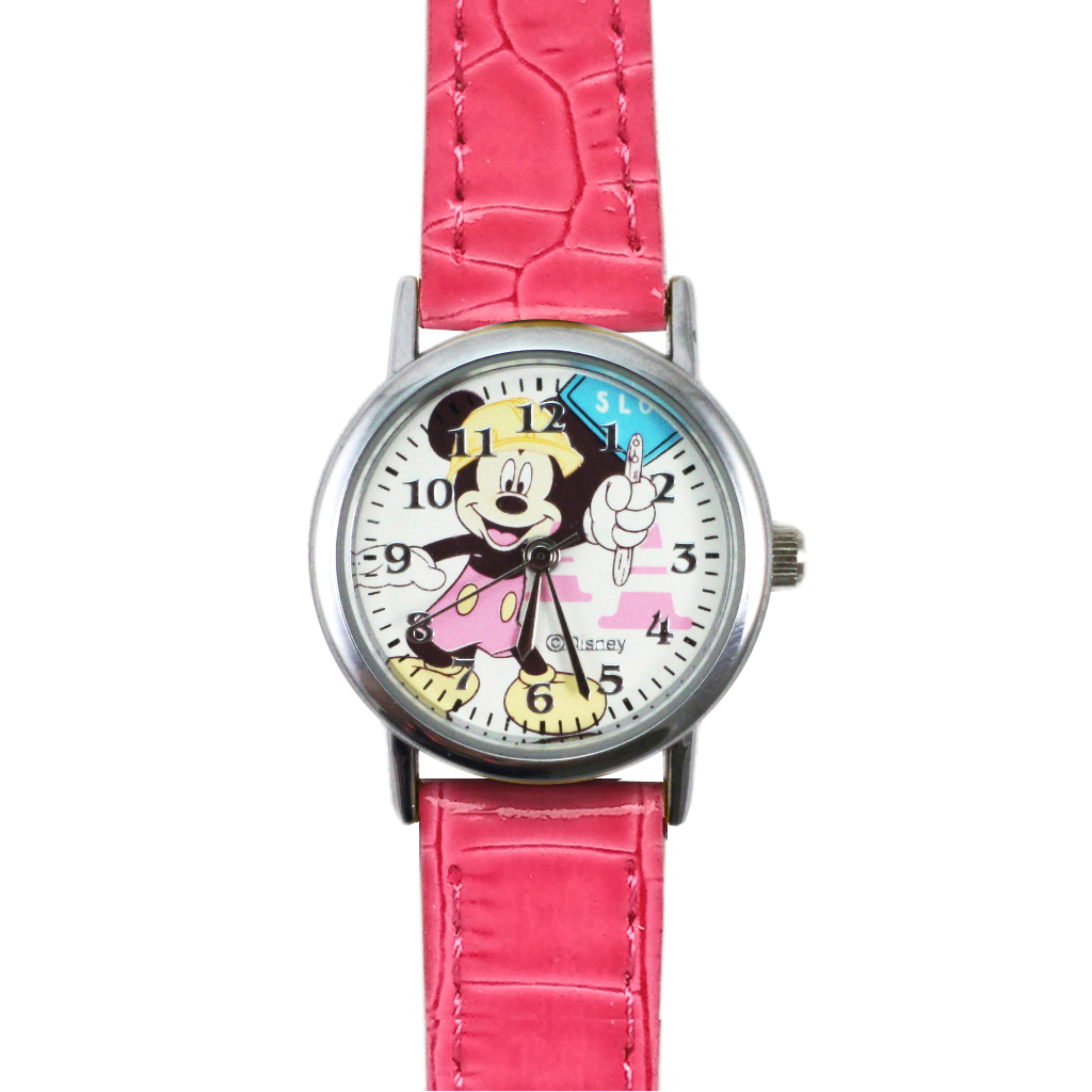 卡漫城 - 可愛 米奇 手錶 皮革 粉 ㊣版 Mickey mouse 迪士尼 兒童錶 卡通錶 米老鼠 女錶