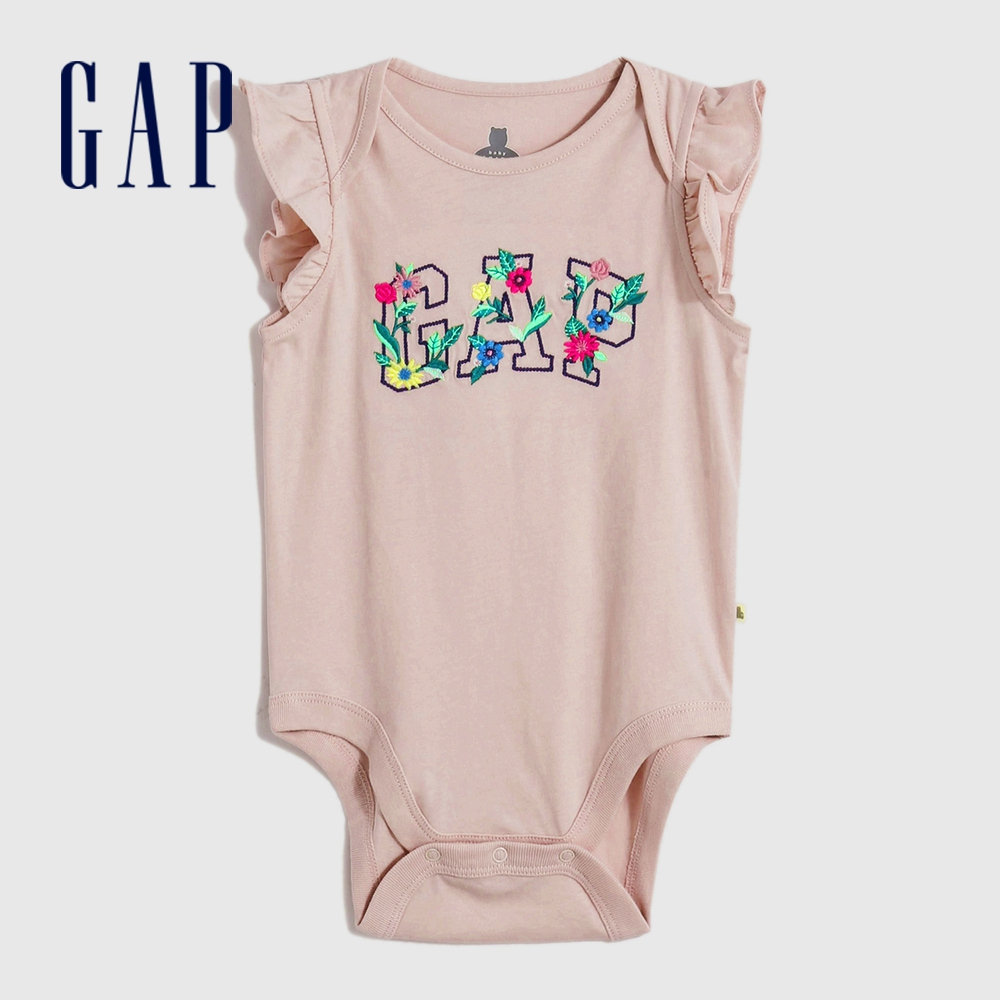 Gap 嬰兒裝 Logo短袖包屁衣 布萊納-淡粉色(600775)