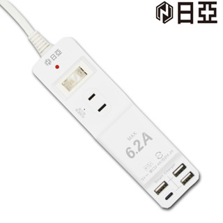 日亞 Type-C+3USB 2P高溫斷電1開3插延長線 USB延長線 延長線 Type-C延長線 6尺延長線 2P插座