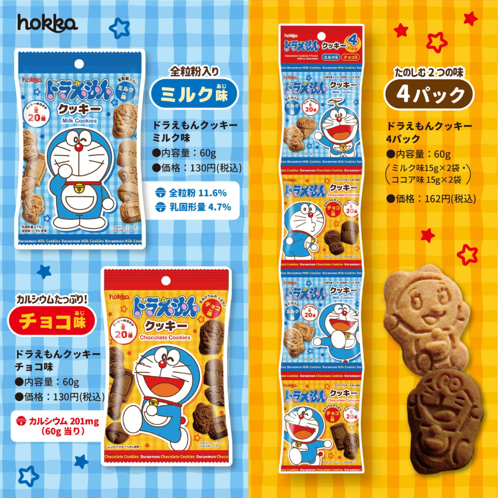 #悠西將# 日本 北陸製菓 哆啦a夢 機器貓 小叮噹 造型 牛奶餅乾 可可 牛奶 串包 造型餅乾