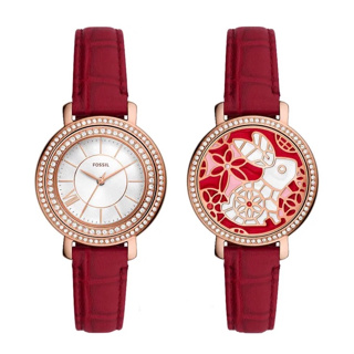 【Fossil】Jacqueline 2023年兔年紀念款｜環鑽迎春雕花兔ES5248 34mm 現代鐘錶