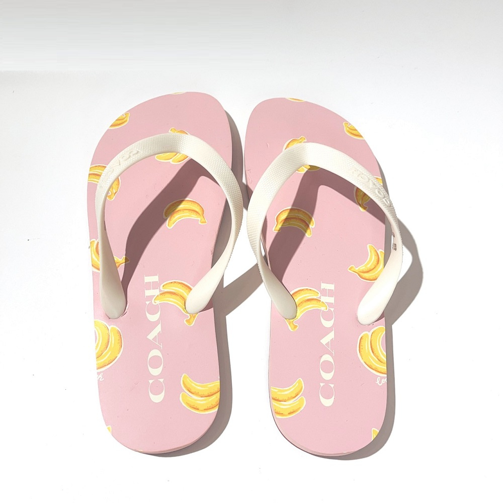 現貨 夏天必備 COACH 粉色香蕉夾腳拖鞋-7M-8M  #G3437