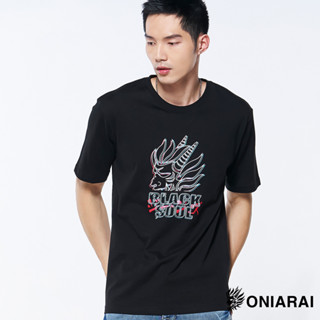 BLUE WAY 鬼洗 ONIARAI - 男款線條疊影短TEE(黑)