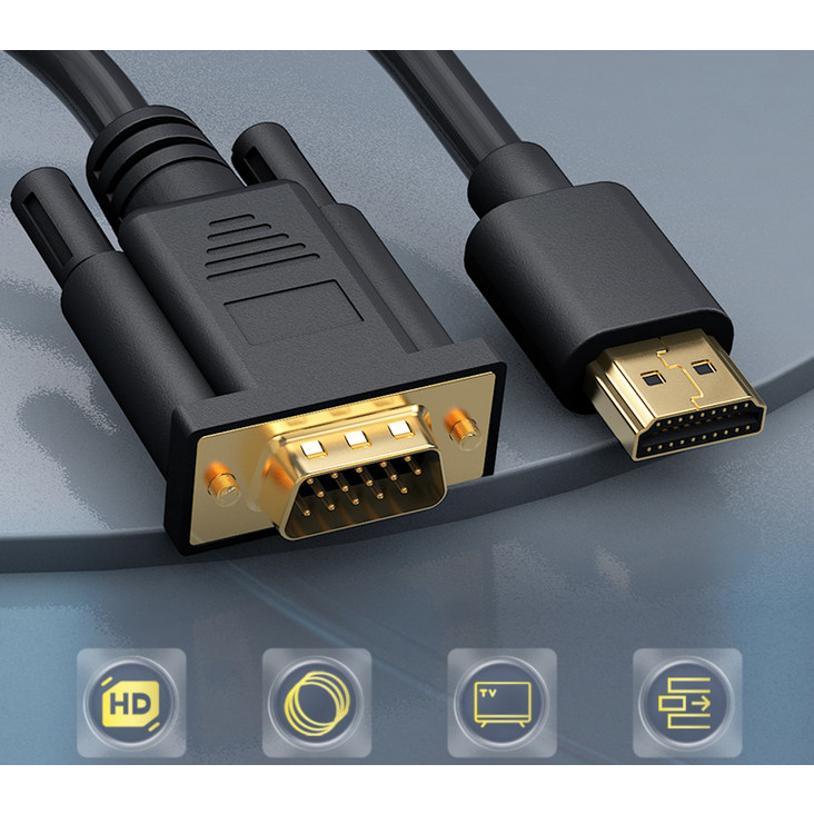 HDMI轉VGA高清線 電腦顯示器 投影機 連接線 HDMI 公 轉 VGA 公 高清轉接線 1.8米