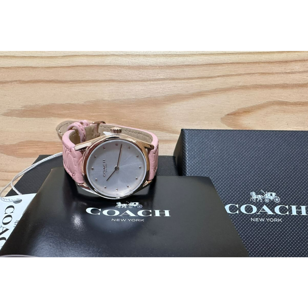 COACH 粉色鑽錶 C字壓紋