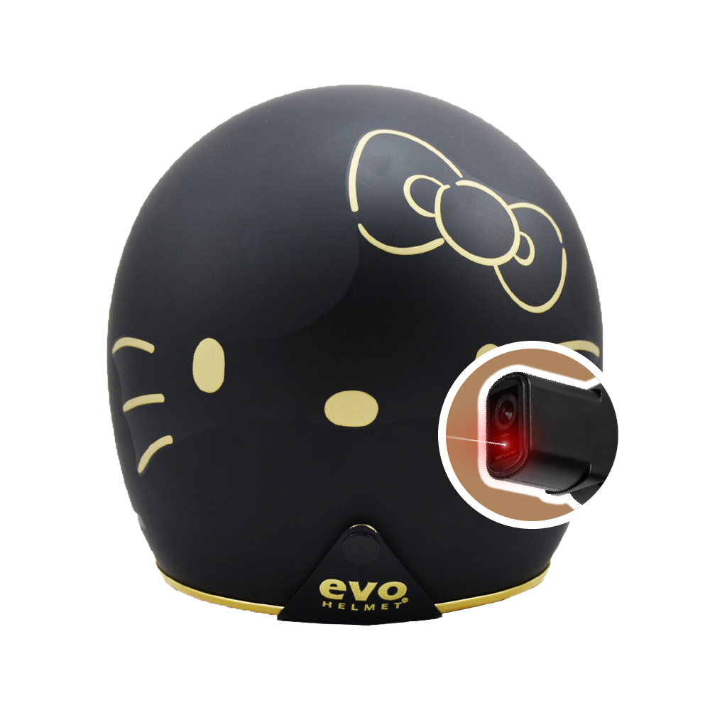 【 iMiniDV X4C 行車記錄器 EVO 黑金 Kitty 】安全帽 內建式 行車記錄器 機車 三麗鷗 3/4罩