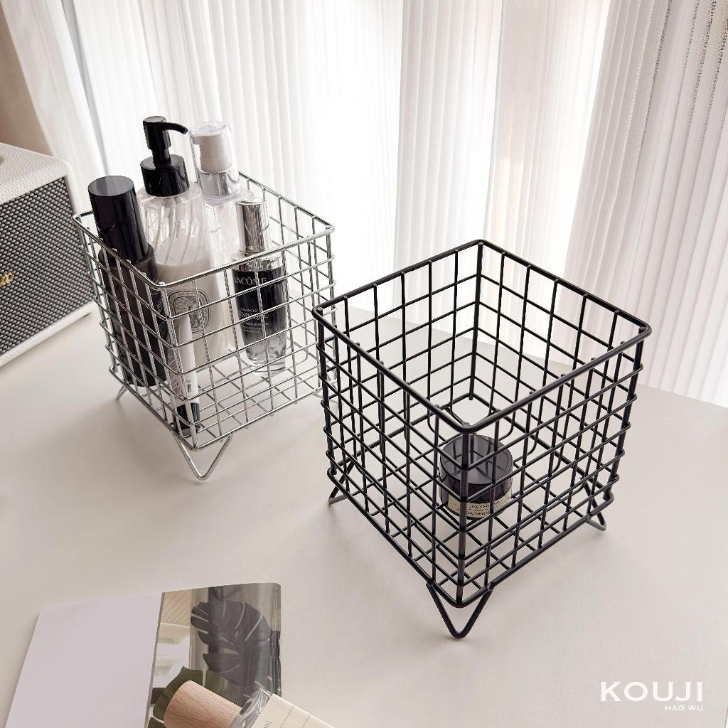 KOUJI🐈 實拍現貨｜鐵藝儲物架 鐵藝置物籃 咖啡膠囊收納籃 桌上收納盒 收納籃 置物籃 韓系收納籃 文具收納籃