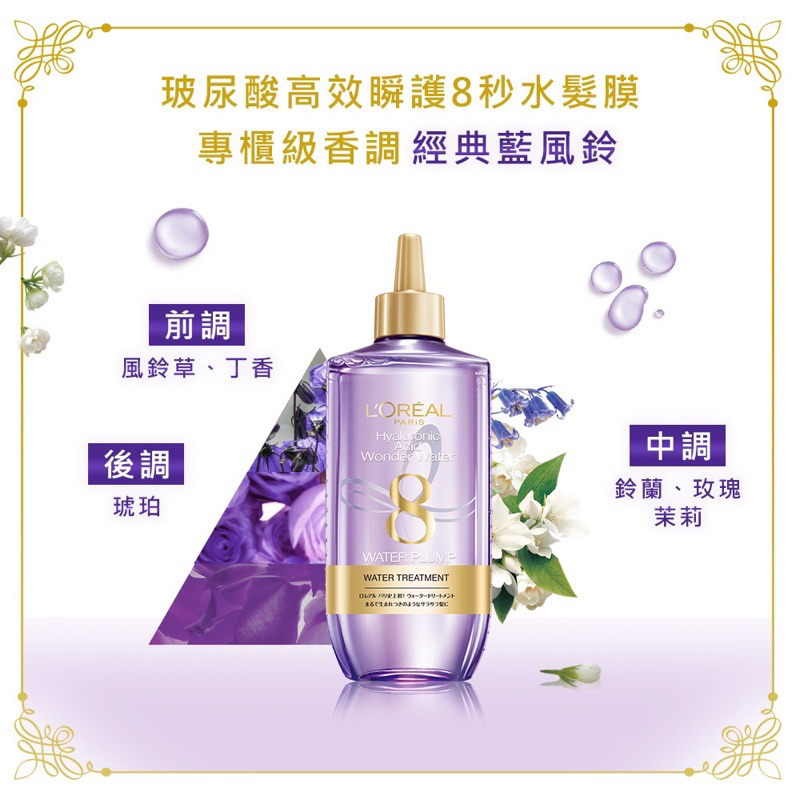 巴黎萊雅 玻尿酸高效瞬護8秒水髮膜 200ml護髮 L’oreal