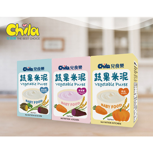 Chila兒食樂│蔬果米泥 (三盒組) 米精 寶寶零食 副食品 4個月以上適用 12g/包 10包/盒 台灣製造