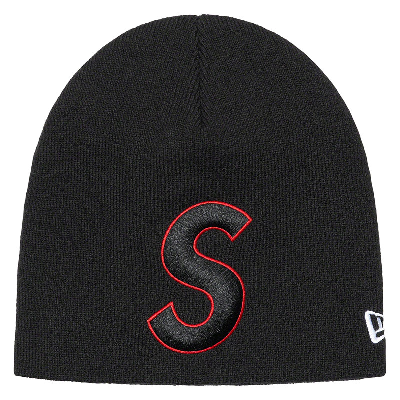 SUPREME x New Era SS23 S Logo Beanie 電繡LOGO 毛帽 針織帽 (黑色) 化學原宿