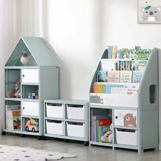 寶寶兒童書架 家用落地收納架 繪本多層簡易書櫃 小孩置物架 儲物架 儲物櫃 置物櫃 多功能組合 櫃子 貨架層架 需組裝
