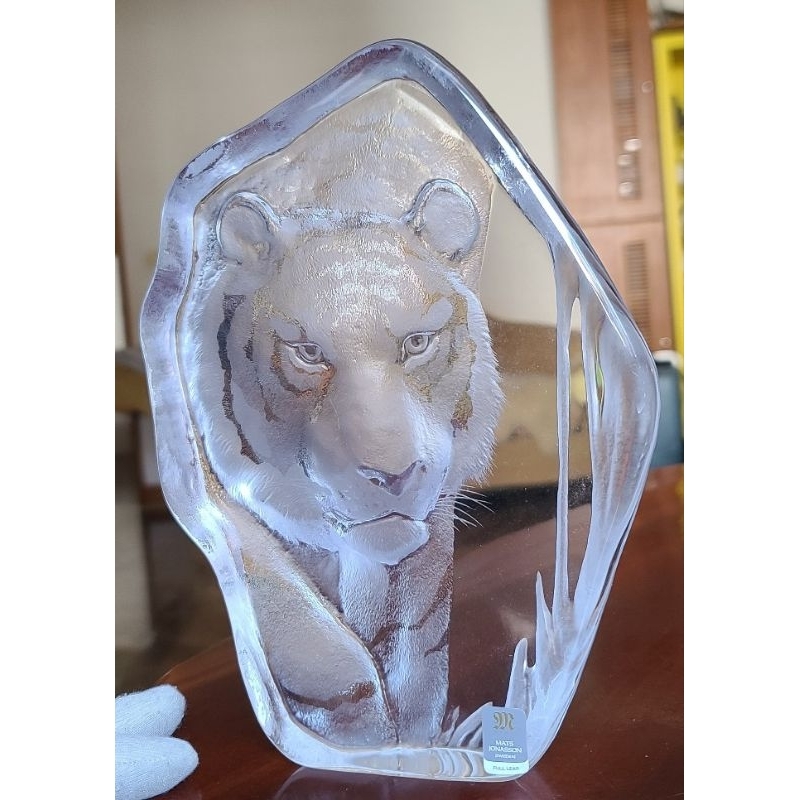 瑞典 Mats Jonasson Crystal 水晶雕刻 限量藝術品_老虎 Tiger 水晶藝品 水晶擺飾 藝品擺件