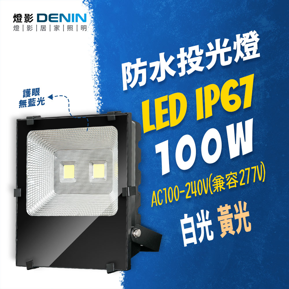 LED 戶外投射燈 100W IP67防水 110/220V 投光燈 無藍光 一年保固 白光黃光 燈影居家照明 - FL