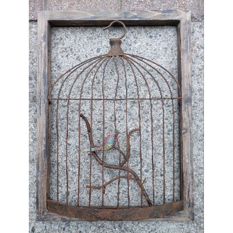 🔥現貨🔥   日雜 - 鳥籠造型 仿舊鐵+木壁飾
