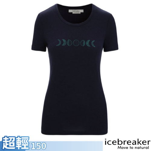 【紐西蘭 Icebreaker】女 美麗諾羊毛圓領短袖上衣 Tech Lite II.T恤_海軍藍_IB0A56NO