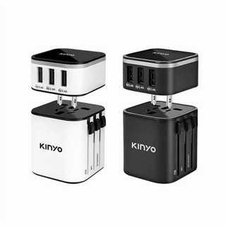 *大象生活館*【KINYO】多合一旅行萬國轉接頭 萬用轉接頭 3孔USB充電器 國外旅遊轉接頭 TYPE C 充電