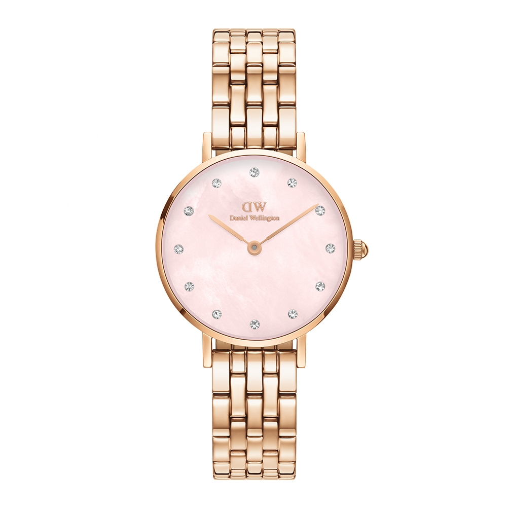 Daniel Wellington DW 手錶 Petite Melrose Lumine 28mm 珠寶式錶鏈-粉面