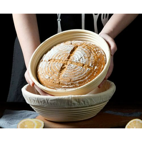 【頑皮猴樂園】圓型 直徑20cm 麵包發酵籃 歐式麵包發酵藤籃 加贈襯布