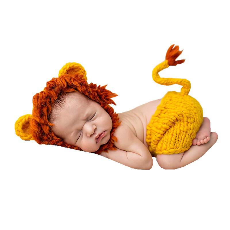 🦁嬰兒獅子造型服小獅子橘色套裝-攝影服裝🦁嬰兒寫真//嬰幼兒//針織//造型服裝
