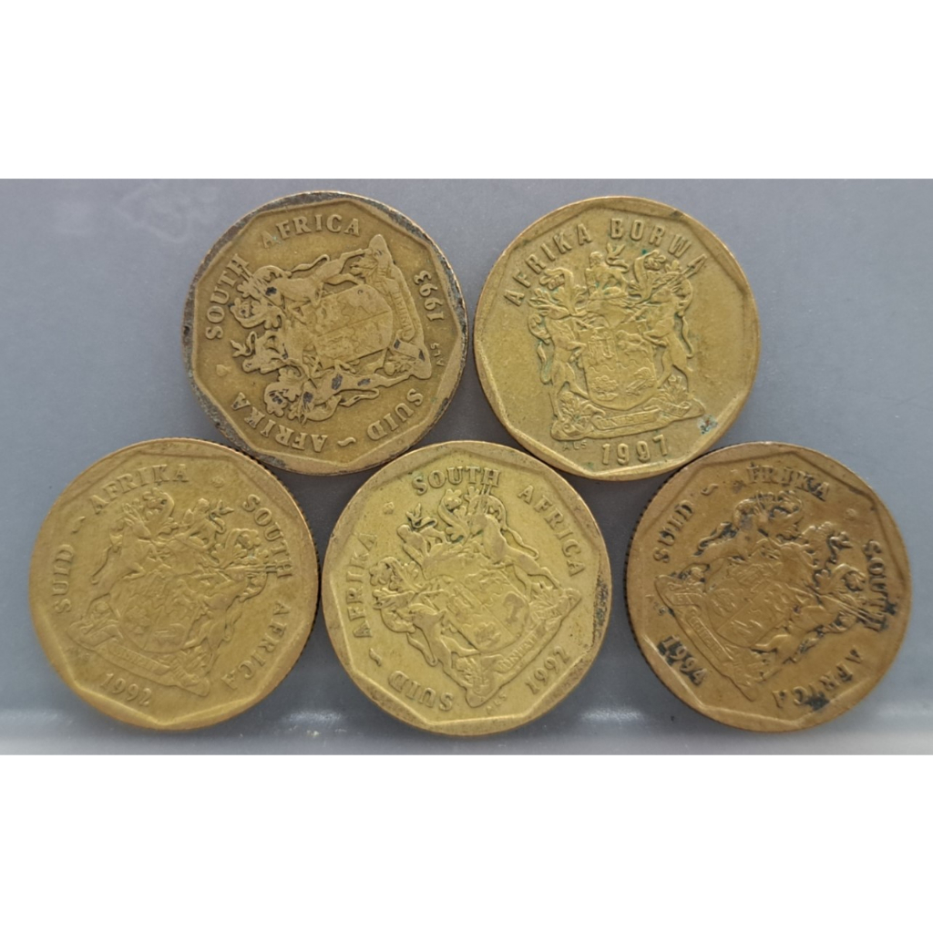 幣301 南非1992.93.94.97年50分硬幣 共5枚