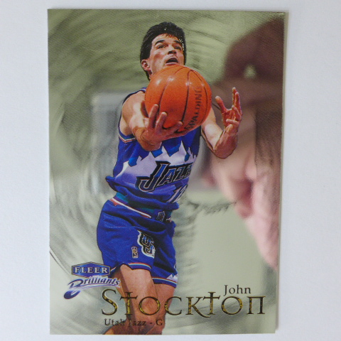 ~ John Stockton ~NBA名人堂/助攻王/約翰·史塔克頓 1999年FLEER.金屬設計.籃球卡