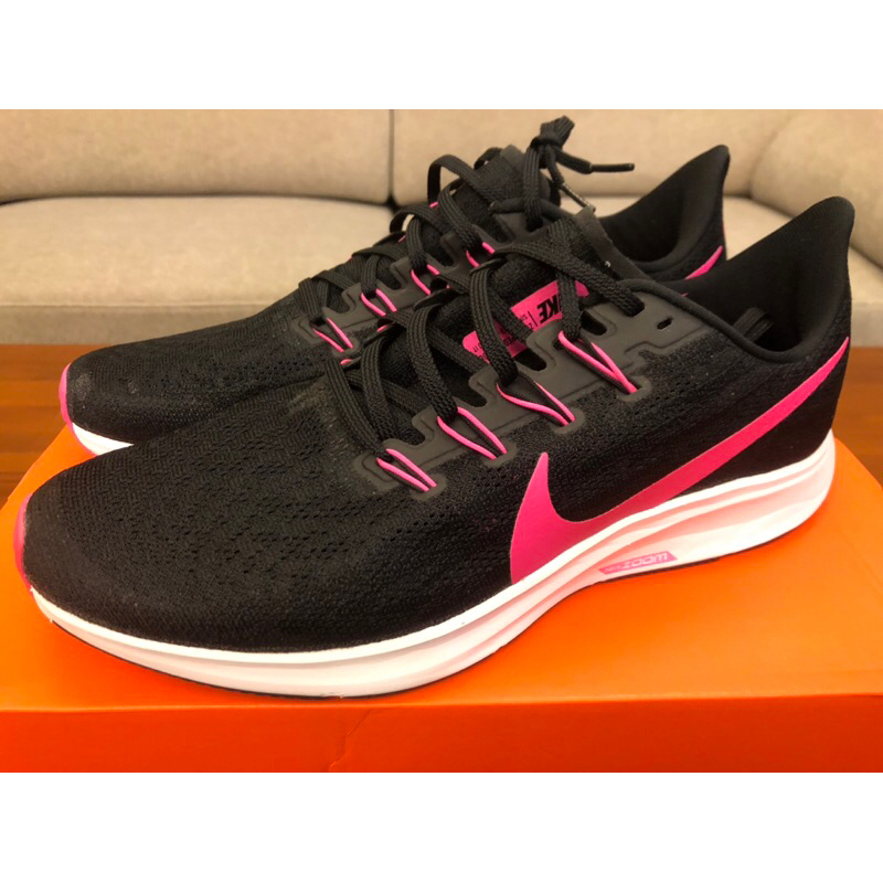 免運 公司貨Nike Air Zoom Pegasus 36 飛馬36 US10黑粉紅 慢跑鞋 走路鞋 跑步鞋 搭配久站