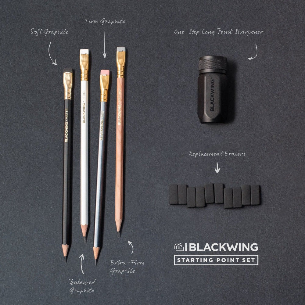 美國 BLACKWING 鉛筆 + 鉛筆削+ 補充橡皮擦 禮盒組｜明進文房具