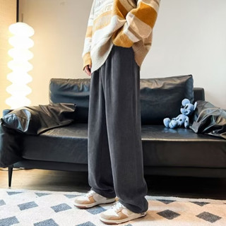 【Comoon Shop】燈芯絨長褲 直筒寬鬆褲 闊腿褲 休閒長褲 褲子男 直筒褲 白色褲子 ins風 褲子男 休閑褲