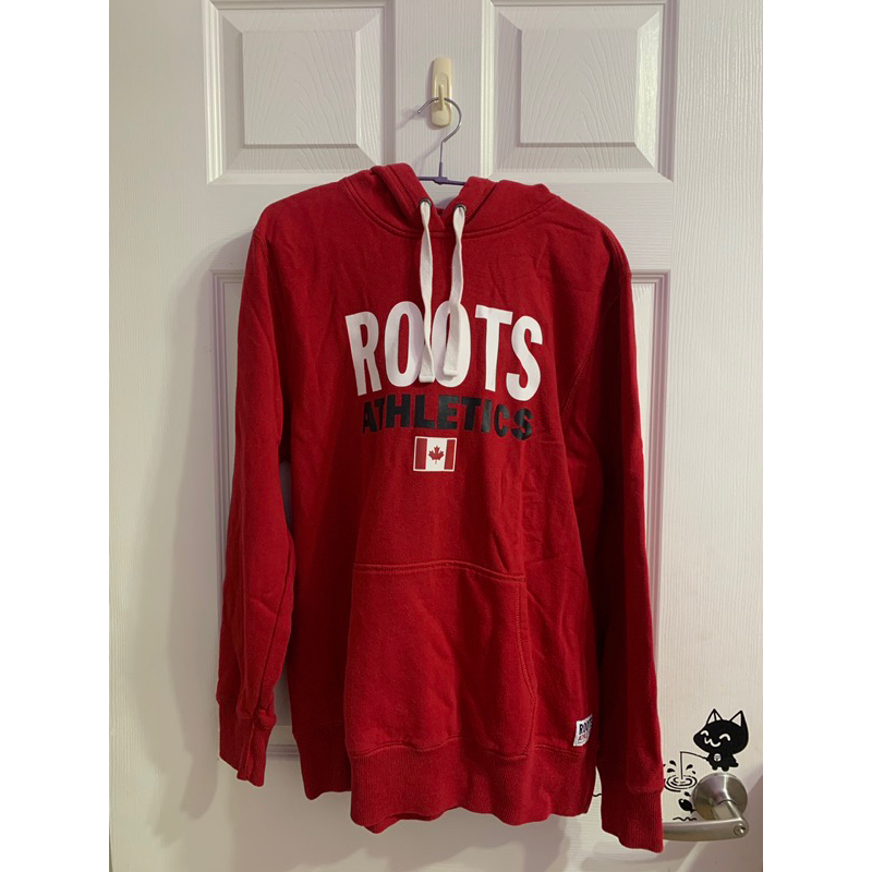 Roots紅色Logo刷毛帽T（M）