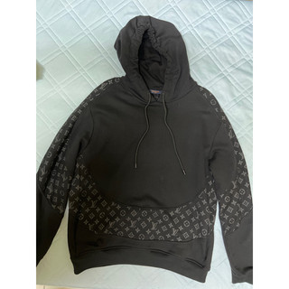 Louis Vuitton LV Monogram 黑 圓弧 老花 帽T