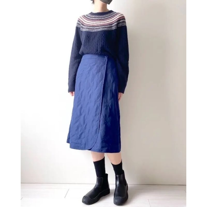 日本帶回 UNIQLO 防風保暖寬鬆裙（長度標準67～71cm） 藍色 M XL