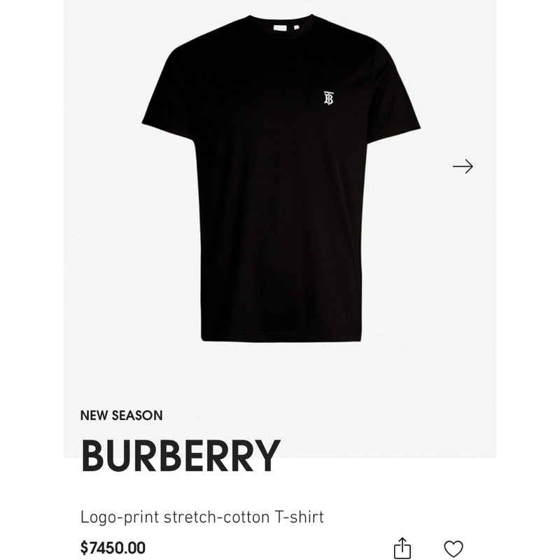 《近全新轉售》Burberry TB小Logo T恤 黑 L號 女生穿oversize剛好