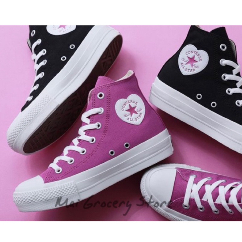 ::日本代購::Converse 限定 All Star HEARTPATCH PLTS HI 愛心 高筒 增高 帆布鞋