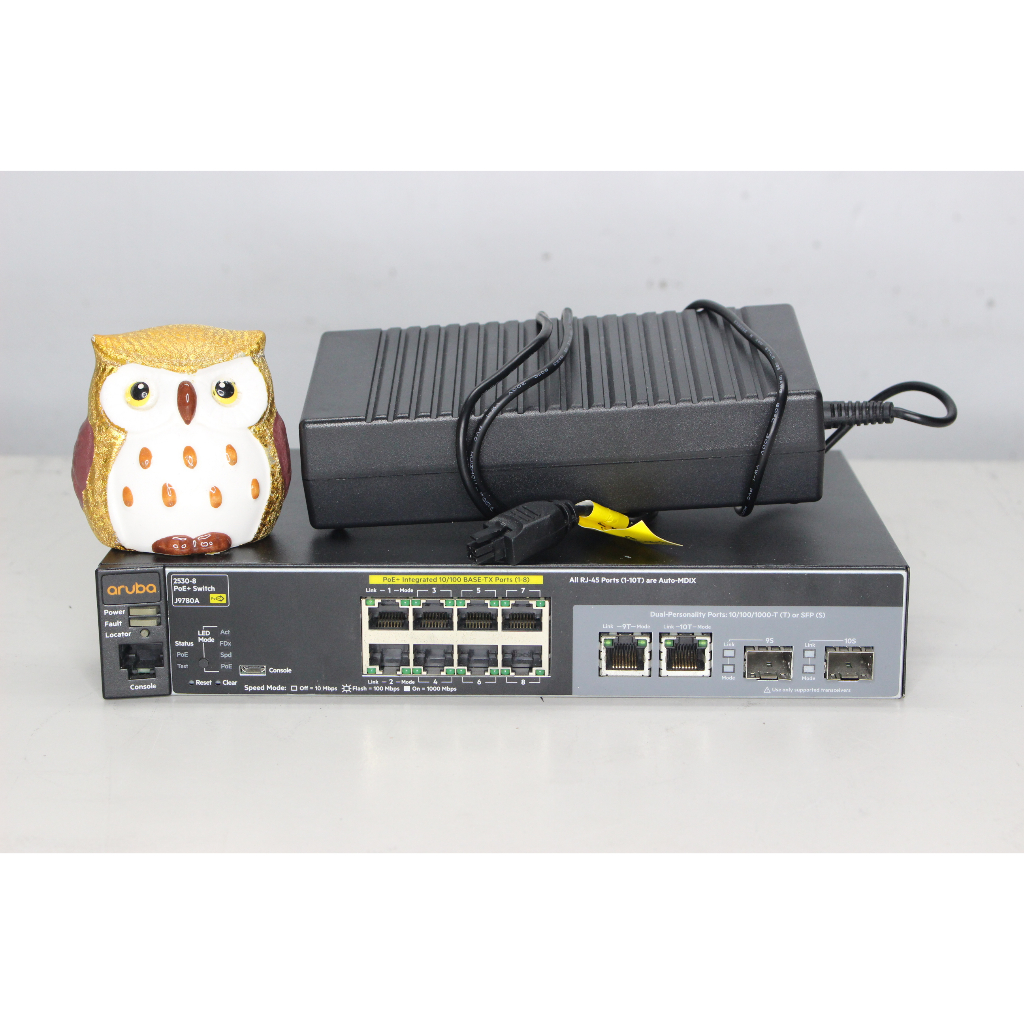 HPE ARUBA 2530-8 POE+ J9780A 8-Port PoE+ Switch 附變壓器