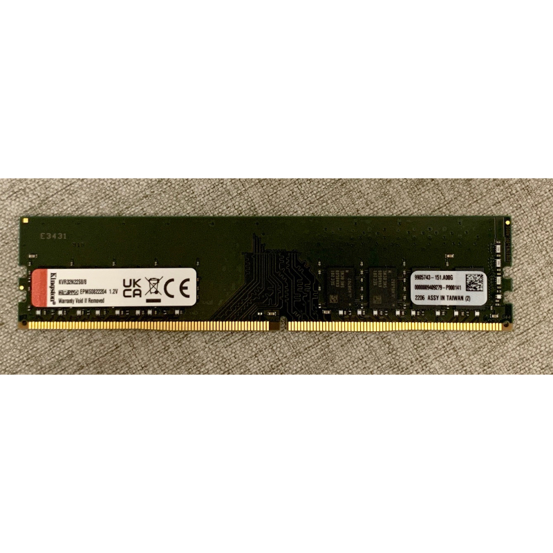 Kingston 8GB DDR4 3200 桌上型記憶體(KVR32N22S8/8)  #二手良品