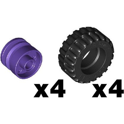 LEGO 樂高 55981 92402 紫色 輪胎 輪框 車輪 組 圓孔 Wheel 18x14 Tire 30x14