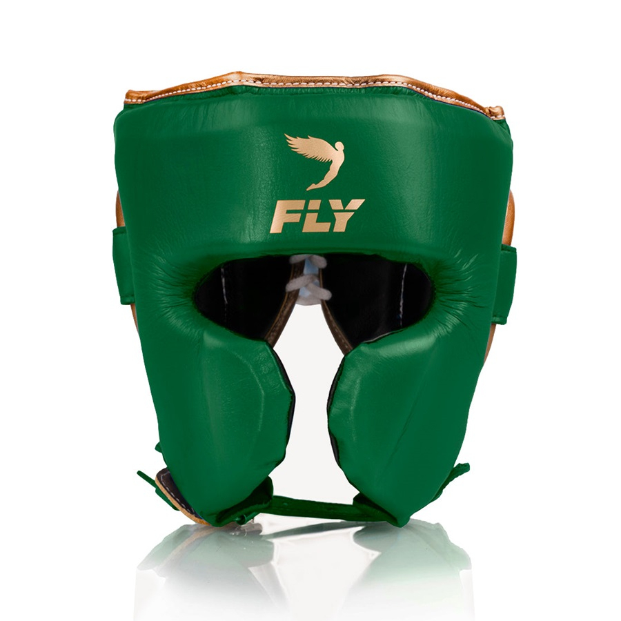 【TMMA】FLY Knight X 系列 合成皮 拳擊 泰拳 ＭＭＡ 全覆式 頭盔- 綠/金 - KNTGGM