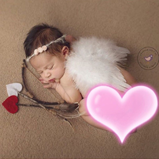 《Happy wedding》新生兒 攝影服裝 寶寶滿月 寫真拍照 丘比特天使翅膀道具