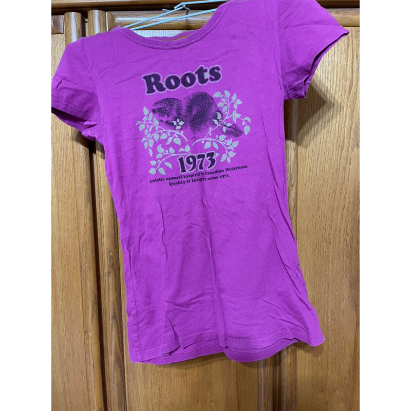 Roots 短袖上衣 紫紅色 二手
