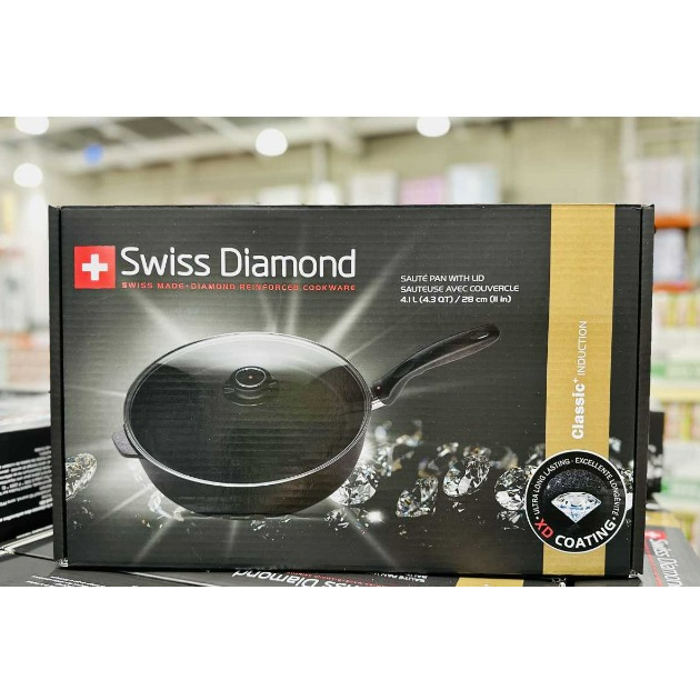 【免運】(新品瑕疵便宜賣)瑞士製Swiss Diamond不沾深煎鍋 炒鍋 煎鍋鑽石鍋 30公分🔥好市多145208