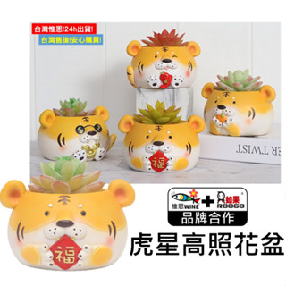 WINE臺灣惟恩 微景觀 虎星高照花盆 虎 老虎 花盆 元寶 多肉 盆栽 花瓶