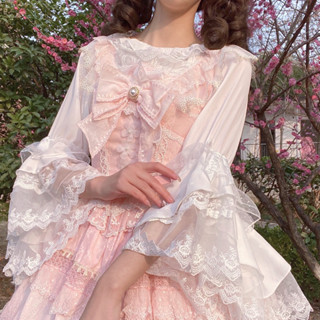 預購*華麗蘿莉塔姬袖蕾絲雪紡宮廷風內搭 日系 lolita 茶會 花嫁 婚紗 設計感 復古 春夏 打底衫 上衣