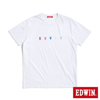 EDWIN 人氣復刻款 繽紛繡花LOGO短袖T恤(白色)-男款